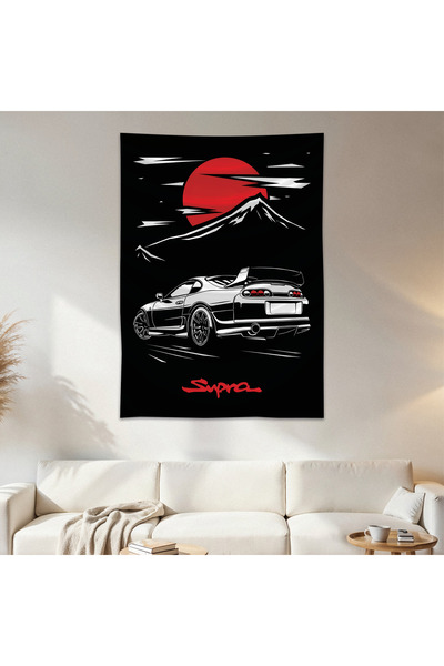 Geek Cultcha Toyota Supra Wall Cloth Wall Tapestry First Quality Satin Fabric...