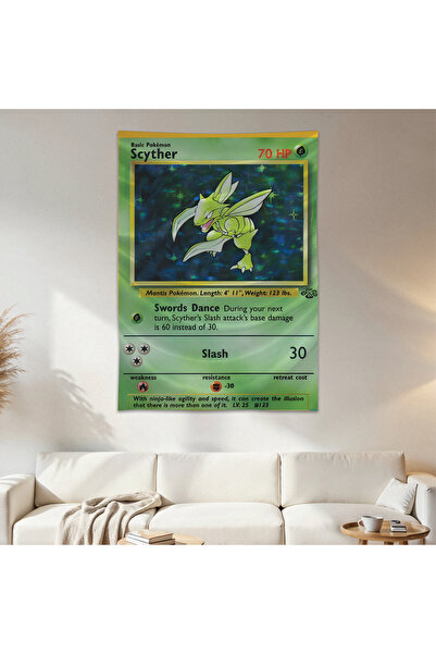 Geek Cultcha Scyther Pokemon Card Wall Cloth Wall Tapestry First Quality Sati...