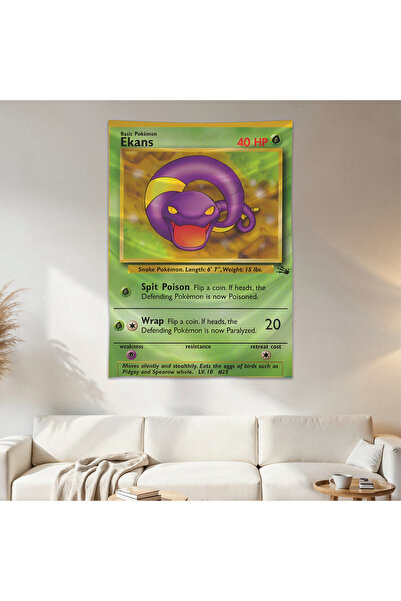 Geek Cultcha Ekans Pokemon Card Wall Cloth Wall Tapestry First Quality Satin ...