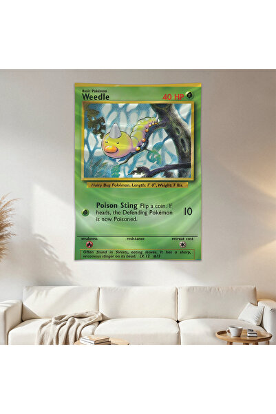 Geek Cultcha Weedle Pokemon Card Wall Drape Wall Tapestry First Quality Satin...