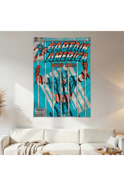 Geek Cultcha Captain America Wall Cloth Wall Tapestry First Quality Satin Fab...