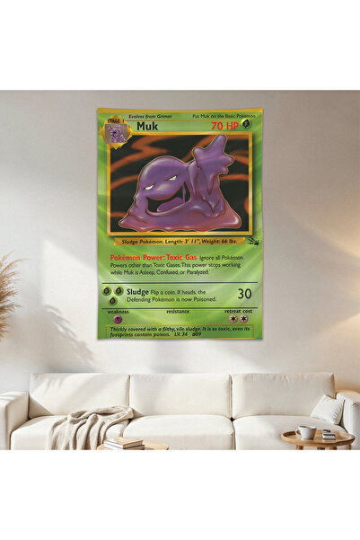 Geek Cultcha Muk Pokemon Card Wall Drape Wall Tapestry First Quality Satin Fa...