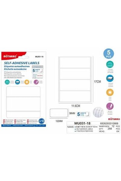 MOTARRO MU031-18 Self-Adhesive Labels 2-Pieces