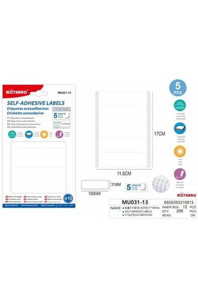 MOTARRO MU031-13 Self-Adhesive Labels 2-Pieces