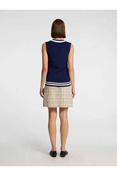 Selected Femme Plisseerock Leinenmix Karo