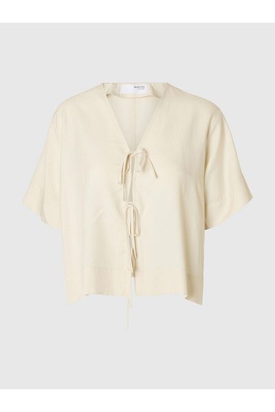 Selected Femme Top mit V-Ausschnitt Vorn gebundene