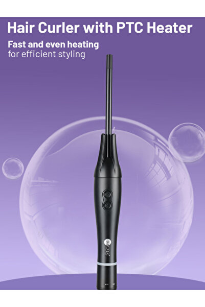 Afra مكواة تجعيد الشعر، درجة حرارة قابلة للتعديل، أسطوانة مطلية بالسيراميك، ط...