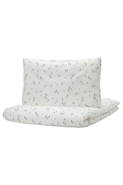 IKEA GULDVÄVARE Duvet Cover & Pillowcase Set for Cot, White Floral, 110x125/35x55 cm