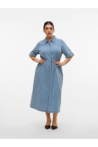 Veromoda Curve Jeanskleid VMCMELINDA Langes Kleid