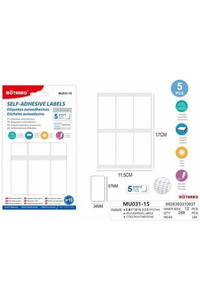 MOTARRO MU031-15 Self-Adhesive Labels 2-Pieces