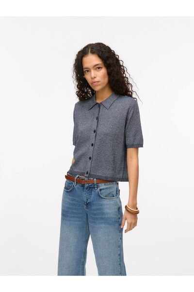 Vero Moda Strickpullover VMHAPPYSHINE Gestricktes Poloshirt