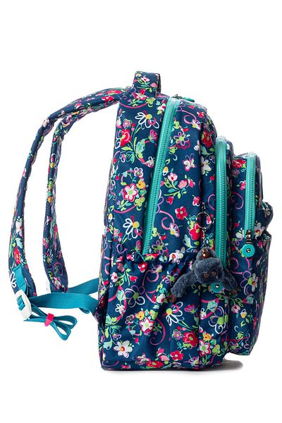 Go Veform Rucsac de zi cu zi și de școală din țesătură șifonată impermeabilă cu mai multe buzunare MYP8610 bleumarin floral