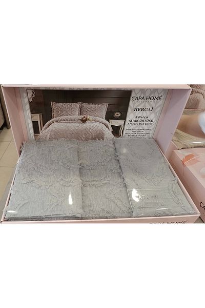NİVEMESHOME Hercai̇ Gray 3 Piece Bed Cover Set