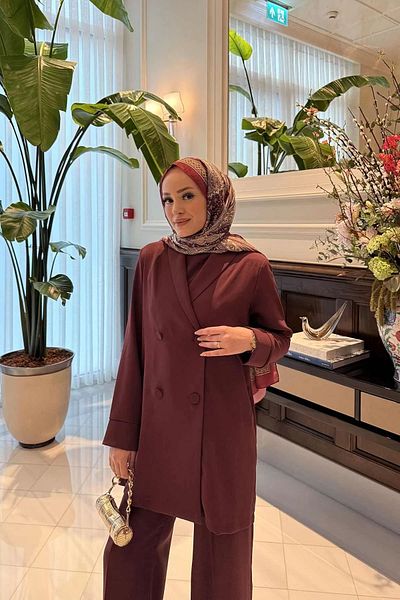 Melike Tatar Meli̇ke Tatar Jacket Jumpsuit 9357 Bordo