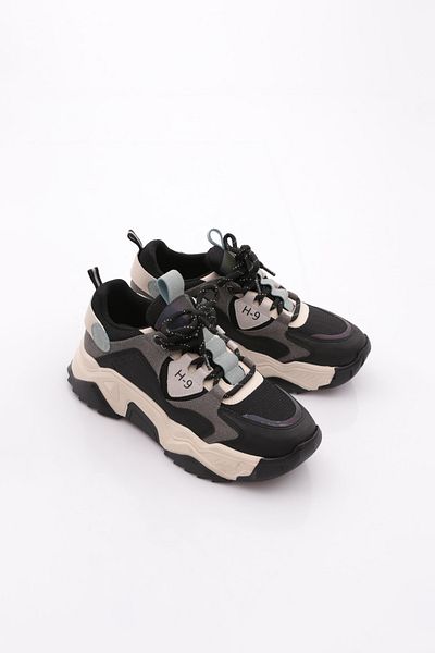 DGN Women's Lace-Up Thick Sole Sports Shoes Black Beige 762323138