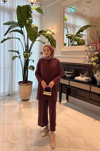 Melike Tatar Meli̇ke Tatar Jacket Jumpsuit 9357 Bordo