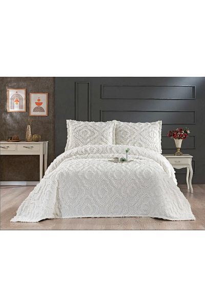 NİVEMESHOME Hercai̇ Cream 3 Piece Bed Cover Set