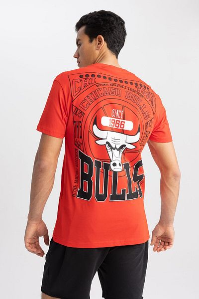 DeFacto NBA Chicago Bulls Crew Neck Short Sleeve T-Shirt - 100% Cotton, A6778ax23hs