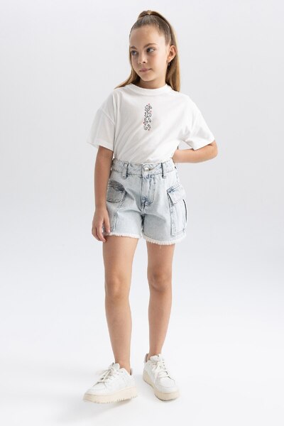 DeFacto Kız Çocuk Kargo Fit Jean Şort A8727a823hs