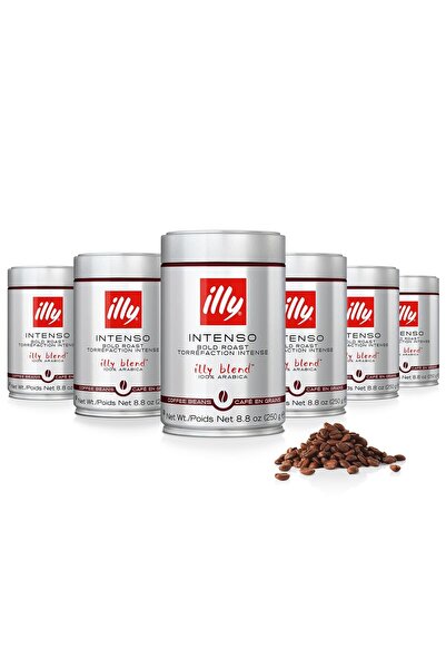 illy حبوب قهوة إنتنسو محمصة داكنة/جريئة، 250 غرام، عبوة من 6 قطع