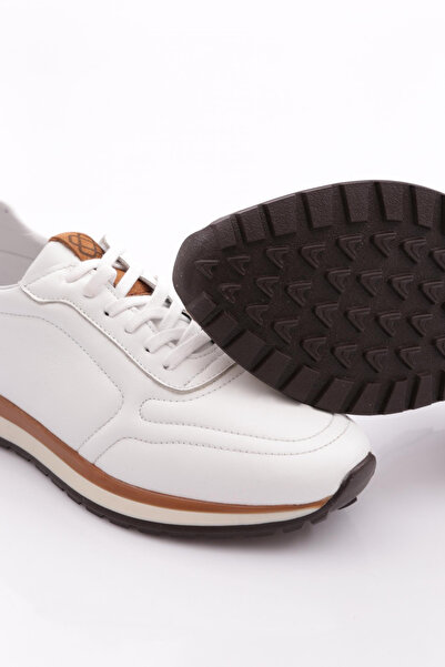 DGN Erkek Sneakers Ayakkabı Hakiki Deri Beyaz Taba Nubuk 91131081