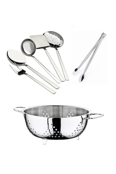 OMS Çelik Orchidea 7 Parça Servis ve Süzgeç Takımı