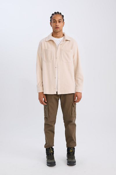 DeFacto Μακρυμάνικο πουκάμισο Relax Fit Fleece A4782AX24WN