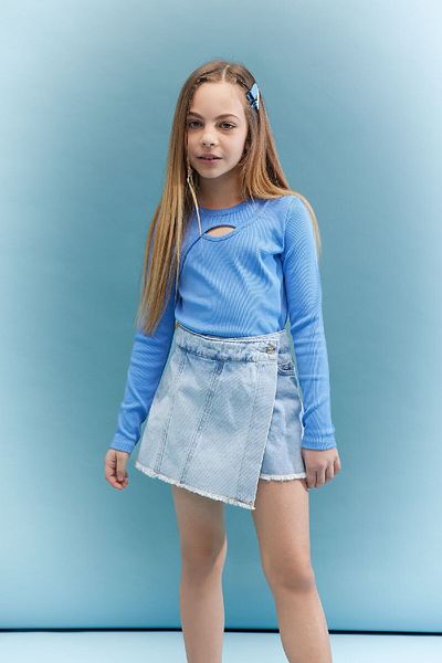 DeFacto Tricou cu mânecă lungă pentru fete, slim fit, cu decolteu rotund, cu nervuri B8044a824sp