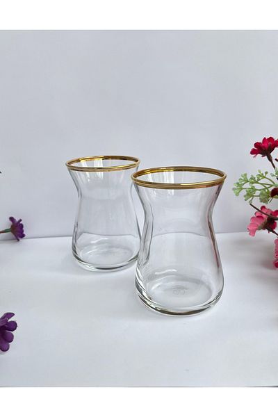 Paşabahçe İrem Ağızı Gilded Set of 6 Tea Cups