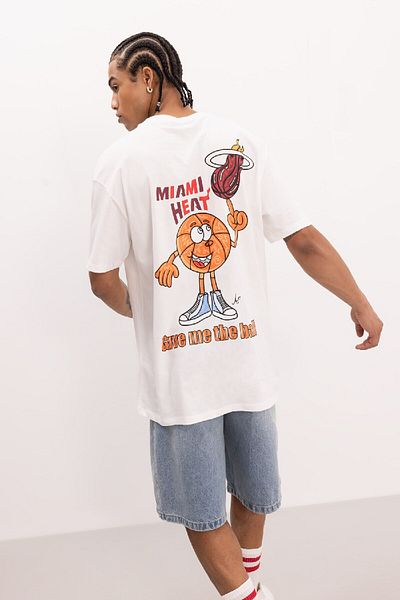 DeFacto Μπλουζάκι με κοντό μανίκι DeFactoFit NBA Miami Heat Boxy Fit με λαιμόκοψη B9887AX24SM