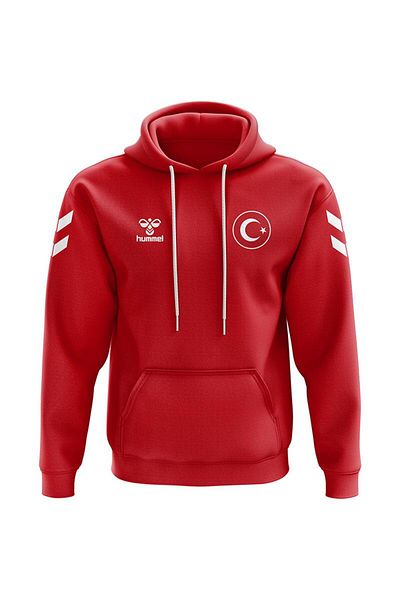 hummel Памучен суичър с качулка Armin National Team, червен