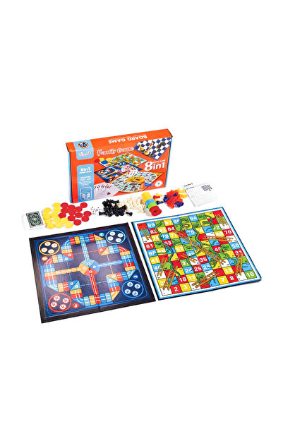 Generic 8-in-1 Family Board Game Set - Classic Strategy Games Bundle with Snake, Checkers, Chess
