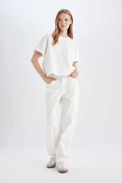 DeFacto Lange Jeanshose mit hoher Taille und Baggy-Passform - D3895ax24hs