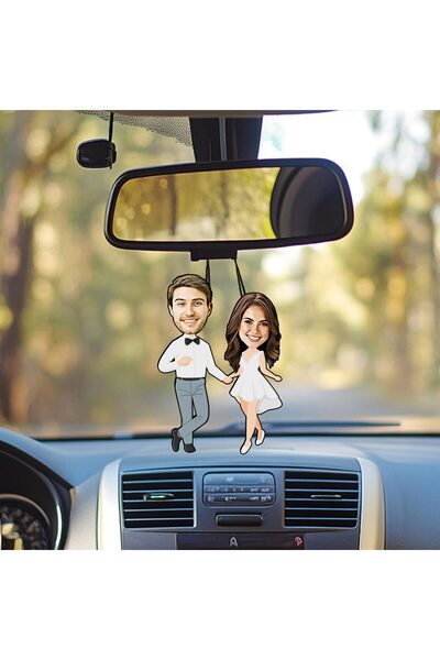 EJOYA Kişiye Özel Fotoğraflı Sen ve Ben Karikatür Araba Dikiz Ayna Süsü 114955