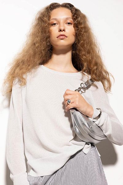 DeFacto Regular Fit Crew Neck Silvery Basic Plain Knitwear Sweater C6818Ax24Wn