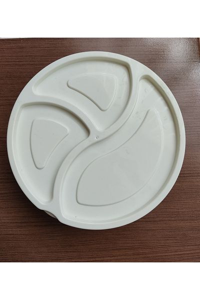 AKTEZ-EL 3 Compartment Covered Round Cream Storage Container - Portable Breakfast and Nutrition Box