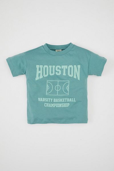 DeFacto Baby Boy Crew Neck Printed Short Sleeve T-Shirt D3866A524Sm