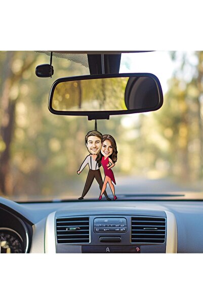 EJOYA Kişiye Özel Fotoğraflı Sen ve Ben Karikatür Araba Dikiz Ayna Süsü 114957