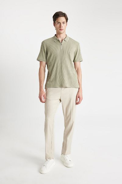 DeFacto Short Sleeve Slim Fit Polo T-Shirt - Zipped D3948AX24SM