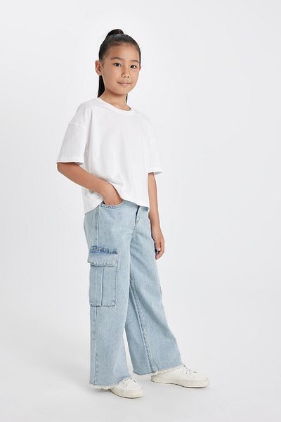 DeFacto Pantaloni de jeans cu picioare largi pentru fete A5734a824au