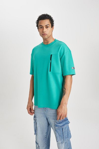 DeFacto Fit Oversize Fit Crew T-shirt με κοντό μανίκι με στάμπα B4512ax24sp