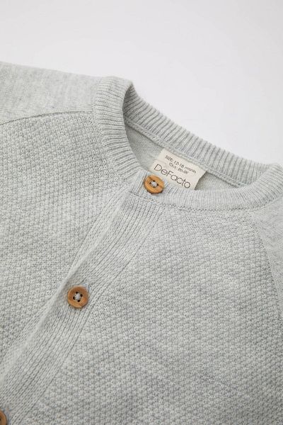 DeFacto Baby Boy Crew Neck Basic Plain Button Knitwear Cardigan A3833A524Au
