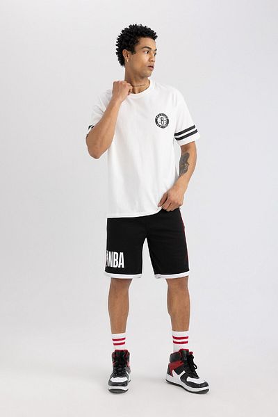 DeFacto Μπλουζάκι Brooklyn Nets Boxy Fit - Crew Neck, κοντό μανίκι B9897ax24sm