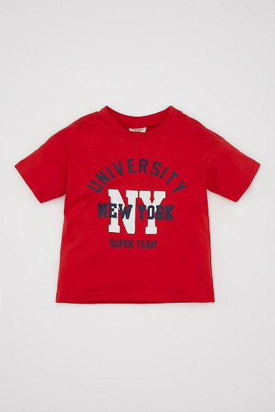 DeFacto Baby Boy Crew Neck Printed Short Sleeve T-Shirt D3824A524Sm