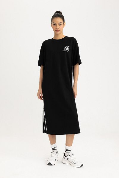 DeFacto Los Angeles Lakers Fit Oversize Wide Fit Pique Midi Dress