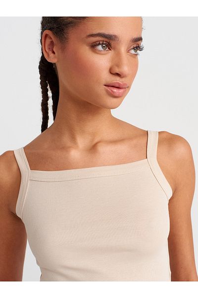 Dilvin 21049 Square Neck Strap Top-Stone