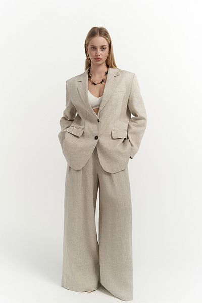 BOHEMAİ Sinai Leinen Basic Natural Blazer