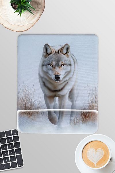 qoeuyl boutique White Wolf Winter Themed No:1 Player Gaming Rectangular Mousepad with Wrist Support