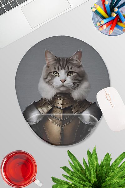 qoeuyl boutique Γάτες με μεσαιωνικά κοστούμια No:5 Gamer Gaming Οβάλ ποντίκι με υποστήριξη καρπού