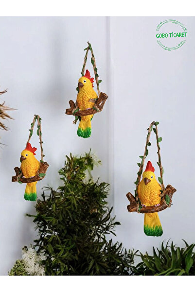 GoboTrade 3 Pcs Decorative Rocking Wall and Garden Ornament Bird Trinket Different Color Options 13*9 cm